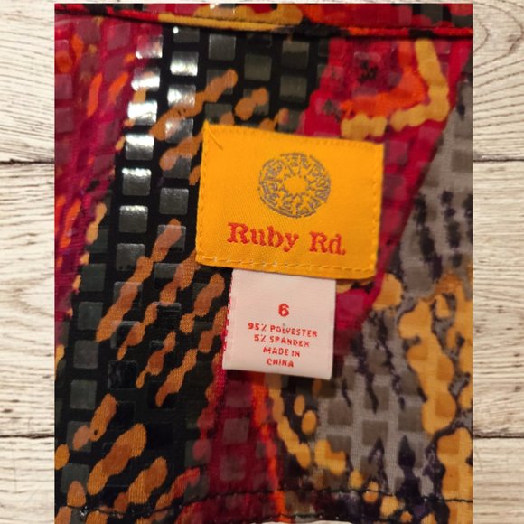 Ruby Red Splashy Button-front Jacket Sz 6 - Picture 6 of 7